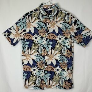 George‎ Men's Hawaiian Tropical Floral Aloha Button Down Shirt Size S Excellent